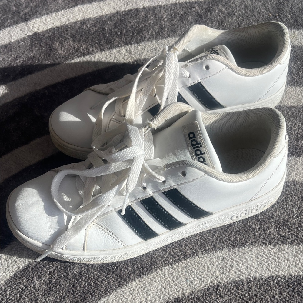 Adidas leather Classic White Sneakers with Black Stripes